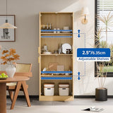 Cozy Castle Kitchen Pantry Cabinet, 71 Tall Wood Storage Cabinet with Doors and Shelves 4 Doors Freestanding Cupboard Utility Hutch for Dining Room Living Room Bathroom Furniture, Gray